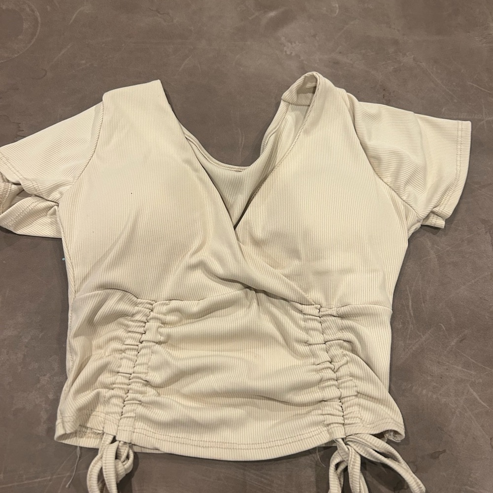 Elegant Beige Wrap Top